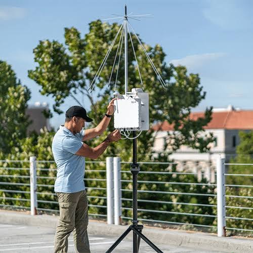 A portable spectrum monitoring sensor used for radio frequency measurement in the field