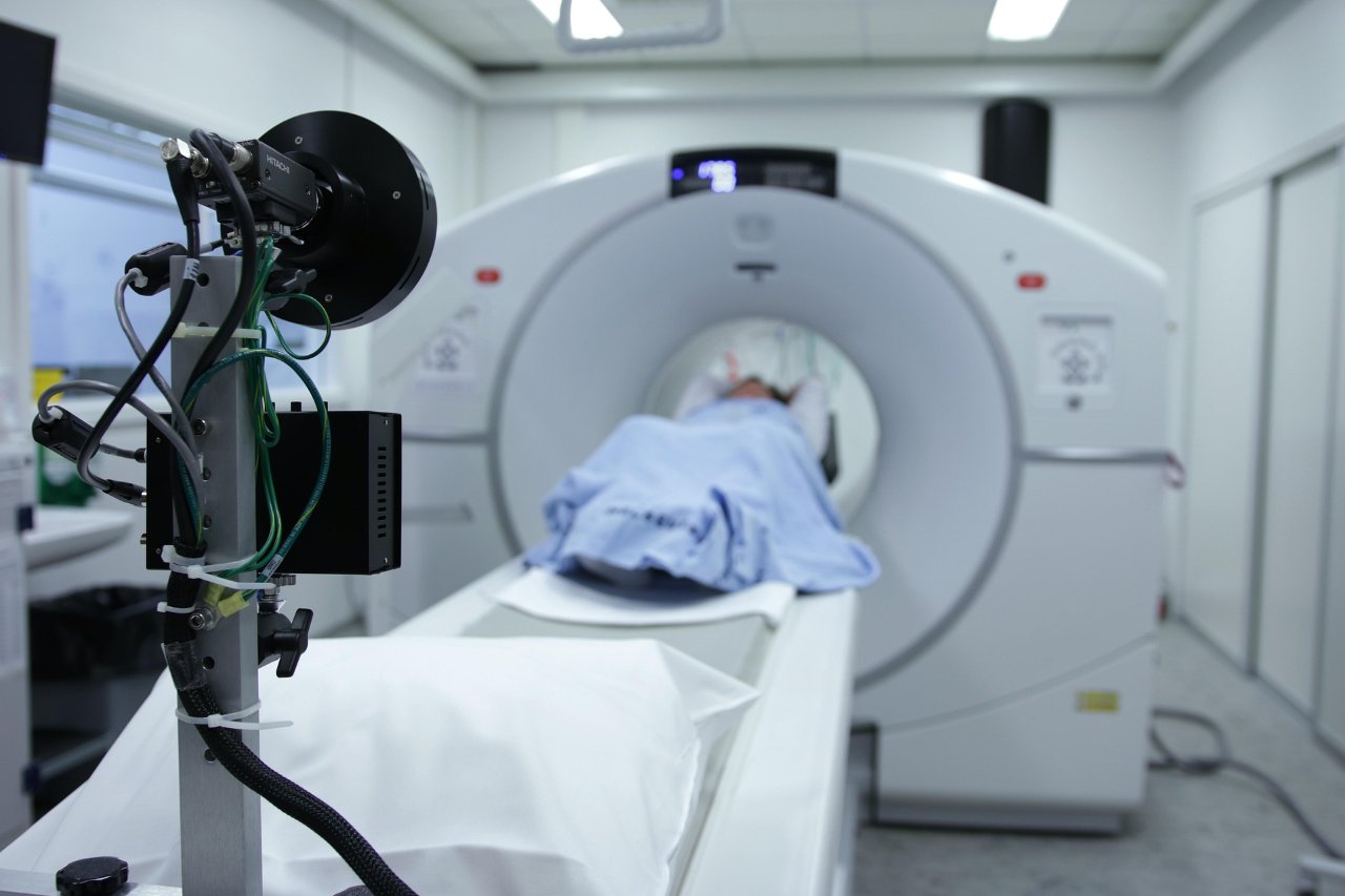 A CT scanner in a hospital imaging suite